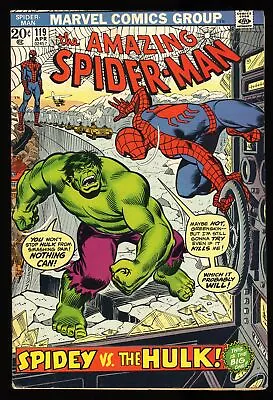 Buy Amazing Spider-Man #119 FN- 5.5 Spider-Man Vs Incredible Hulk! Marvel 1973 • 81.68£