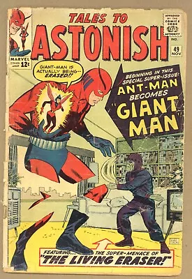 Buy Tales To Astonish 49 G- Ant-Man Becomes Giant-Man! 1st Living Eraser! 1963 T470 • 56.08£