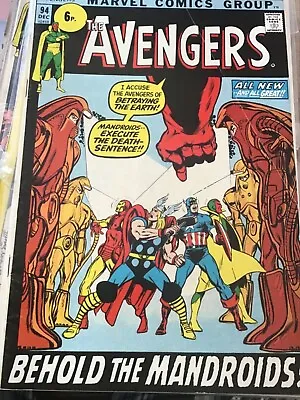Buy AVENGERS # 94 ~ (1st App. Of THE MANDROIDS) ~1971 ~ NEAL ADAMS Iconic ART • 37.95£