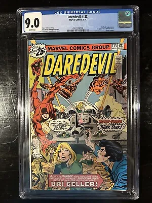 Buy Daredevil #133 CGC 9.0 (Marvel 1976) 1st Mind-Wave!  Uri Geller Appearance!  WP! • 67.53£