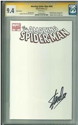 Buy The Amazing Spider-man 648 2011 CGC 9.4 SS Blank Sketch Variant Signed Stan Lee • 796.65£