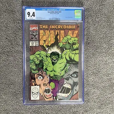 Buy Incredible Hulk #372, CGC 9.4 Return Of Green Hulk, Direct Edition, August 1990 • 46.37£