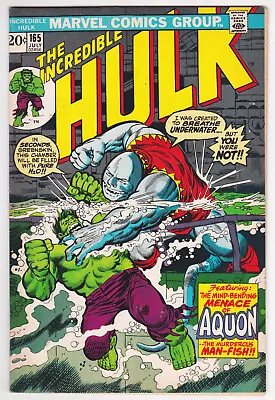 Buy Incredible Hulk #165 Very Fine Minus 7.5 Aquon Captain Omen Herb Trimpe 1973 • 12.06£