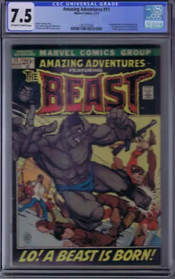Buy Amazing Adventures #11 Marvel 1972 CGC 7.5 (VERY FINE -) 1st App Beast With Fur. • 177.89£