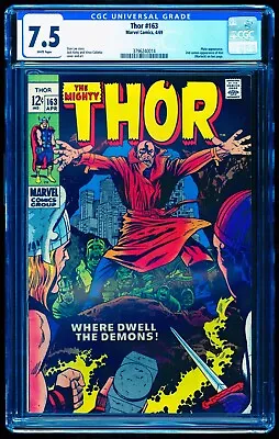 Buy THOR 163 CGC 7.5 WHITE PAGES NICE AS 9.0 💎 2nd HIM AFTER FANTASTIC FOUR 67 • 99.94£