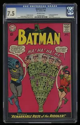 Buy Batman #171 CGC VF- 7.5 Off White 1st Silver Age Riddler Appearance!  DC Comics • 1,198.48£