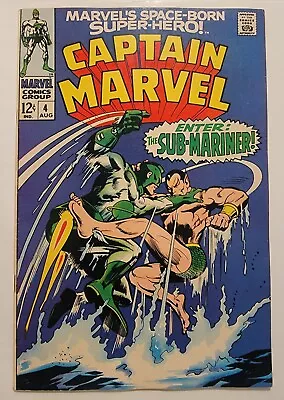 Buy Captain Marvel #4 VF+ Sub-Mariner App. 1968 Roy Thomas,  High Grade Silver Age  • 39.18£