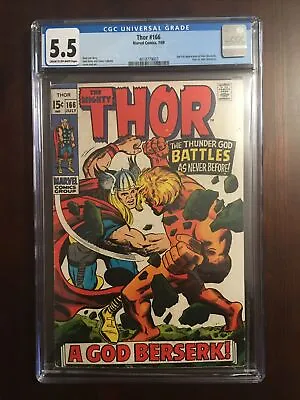 Buy Thor #166 * 1969 * CGC 5.5 Classic Battle Thor Vs HIM - 2nd App Adam Warlock • 79.16£