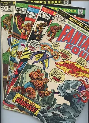Buy Fantastic Four #138-142 1973/74 (Avg 3.0)(139 2.5 Water Damaged)(5 Book Set) • 8£