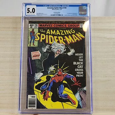 Buy Amazing Spider-Man 194 CGC 5.0 Newsstand 1st Appearance Of Black Cat Comic Book • 151.90£