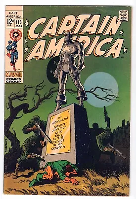 Buy Captain America #113 6.5 Classic Steranko Cover 1969 Off-white Pages • 51.17£