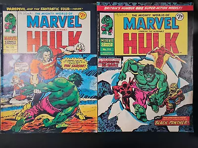 Buy The Mighty World Of Marvel Starring Hulk / Avengers #110 & #111 Marvel Uk 1974 • 0.99£