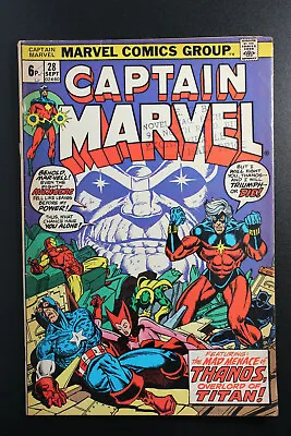 Buy Captain Marvel #28 1973 Marvel Comics Thanos 4th App - Avengers Jim Starlin VG- • 17£