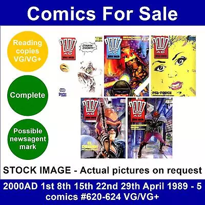 Buy 2000AD 1st 8th 15th 22nd 29th April 1989 - 5 Comics #620-624 VG/VG+ • 6.99£
