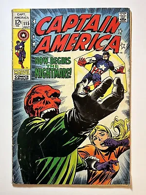 Buy CAPTAIN AMERICA #115 (1969) “Now Begins The Nightmare!” Red Skull! Buscema! • 15.80£