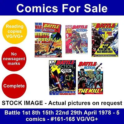 Buy Battle 1st 8th 15th 22nd 29th April 1978 - 5 Comics - #161-165 VG/VG+ • 13.99£