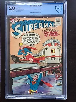 Buy SUPERMAN #123 CBCS VG/FN 5.0; CM-OW; 9/58 Blonde Supergirl Tryout Story!  • 592.96£