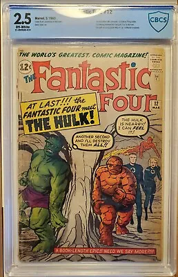 Buy ~FANTASTIC FOUR #12~ (1963)  The Incredible Hulk  ~ LEE & KIRBY~~CBCS 2.5~ • 719.56£