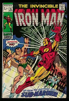 Buy Marvel Comics FN- 5.5 IRON MAN  #25  Avengers 1970 Sub Mariner Namour • 24.99£