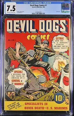 Buy Devil Dogs Comics (1942) #1 CGC VF- 7.5 Golden Age! Jack Binder Cover 1942 • 631.70£