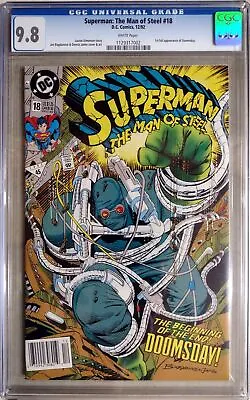 Buy Superman The Man Of Steel 18 NEWSSTAND CGC 9.8 1st Print Doomsday Death 1992 • 158.11£