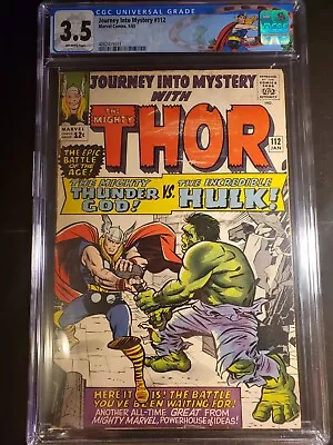 Buy Journey Into Mystery 112 CGC 3.5, Marvel 1965, Thor Vs The Hulk! • 323.81£