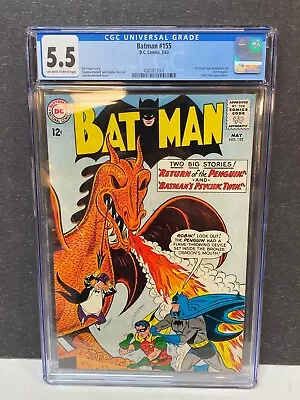 Buy DC Comic Batman #155 CGC 5.5 1st Silver Age Appearance Penguin OFF White Pages • 558.86£
