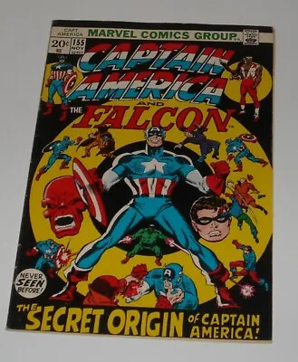 Buy KEY 1972 Marvel Comics CAPTAIN AMERICA & FALCON # 155 ORIGIN 1950's CAP & BUCKY • 11.06£