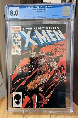 Buy X-Men #212 CGC 8.0 Wolverine Sabretooth White Pages • 39.42£