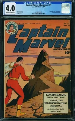 Buy Captain Marvel Adventures #61 Fawcett Golden Age Cgc 4.0 Graded! 1st Oggar! • 206.29£