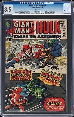 Buy 1965 Marvel Tales To Astonish #63 CGC 8.5 White Pages 1st Appearance The Leader • 573.89£