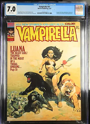 Buy VAMPIRELLA #31 CGC 7.0 White Pages - 1ST LUANA - FRAZETTA COVER -1974 • 79.70£
