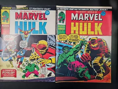 Buy The Mighty World Of Marvel Starring Hulk / Avengers #123 & #124 Marvel Uk 1975 • 0.99£