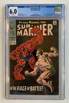 Buy SUB-MARINER #8, Marvel Comics, CGC 6.0, White Pages, Thing, John Buscema Cover • 158.12£