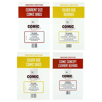 Buy Comic Concept Comic Bags / Bags And Boards -- CURRENT And SILVER -- Great Value! • 32.45£