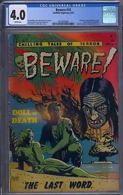 Buy Beware #10 Cgc 4.0 1st Issue Atomic Explosion Shrunken Head Cover White Pages • 421.29£