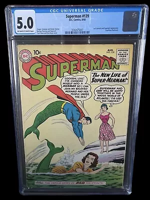Buy Superman #139 CGC 5.0 1960 OW/W PGS DC Lori Lemaris Red Kryptonite Curt Swan • 144.77£