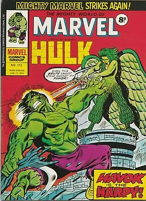 Buy The Mighty World Of Marvel Starring The Incredible Hulk #172 Jan 1976 VFINE- 7.5 • 3.50£