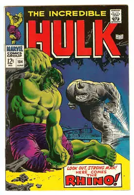 Buy Incredible Hulk #104 5.5 // Battle Of The Hulk Vs Rhino Marvel Comics 1968 • 49.02£