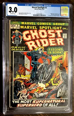 Buy Marvel Spotlight #5 CGC 3.0 OW Pgs | Origin + 1st Appearance Ghost Rider! 1972 • 554.10£