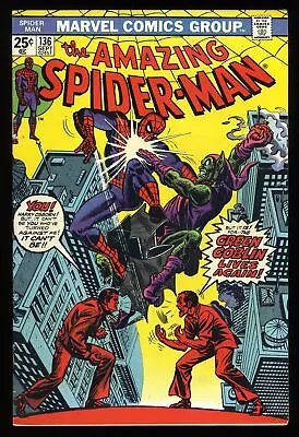 Buy Amazing Spider-Man #136 VF- 7.5 Classic Green Goblin Cover! Romita Cover! • 58.37£
