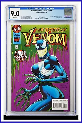Buy Venom Sinner Takes All #3 CGC Graded 9.0 Marvel 1995 White Pages Comic Book. • 119.17£