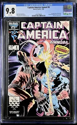 Buy CAPTAIN AMERICA ANNUAL #8 CGC 9.8 WHITE PAGES CA Vs WOLVERINE CLASSIC COVER 1986 • 399.72£
