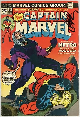 Buy Captain Marvel #34 GOOD JIM STARLIN'S FILE COPY Signed! • 23.62£