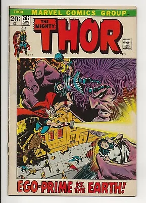 Buy Thor #202 VG/FN (Marvel 1972) 1st Ego Prime / Buscema Cover / 1st Jason Kimball • 17.98£