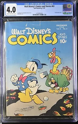 Buy Walt Disney's Comics And Stories #63 CGC 4.0 (Dell 1945) 1st PINOCCHIO + JIMINY! • 103.24£