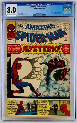 Buy Amazing Spider-Man #13 CGC 3.0 First Mysterio Appearance 1st ASM 1964 GD/VG • 632.48£