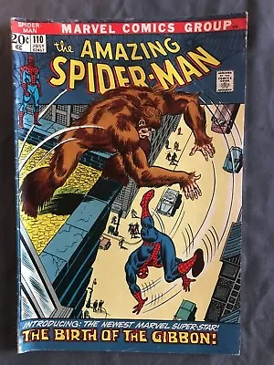 Buy Amazing Spider-Man #110 - 1st Appearance Of The Gibbon -Marvel 1972 • 15.15£