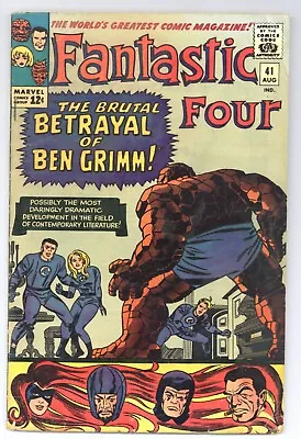 Buy Fantastic Four 41 (VG-) Kirby! THING Brainwashed By FRIGHTFUL 4 1965 Marvel Y534 • 23.71£
