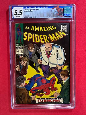 Buy Amazing Spider-Man 51 CGC 5.5 FN- White Pages 2nd Appearance Kingpin • 179.25£